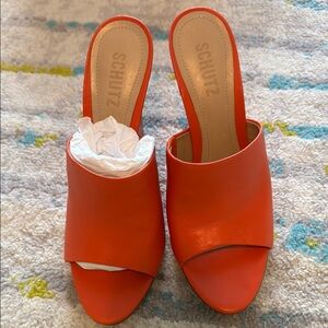 Schutz Women's Orange Slide Sandals